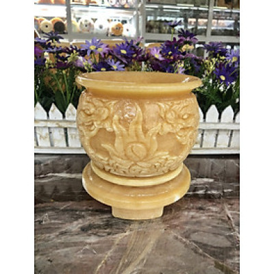 Lư hương, bát hương, bát nhang thờ cúng chạm rồng đá ngọc hoàng long - Cao 15cm