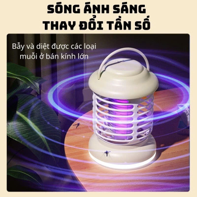 Máy Bắt Muỗi Mini Đèn Cắm Trại, Đèn Ngủ Diệt Côn Trùng, Cổng Sạc USB, Pin 1200mA - HÀNG CHÍNH HÃNG MINIIN