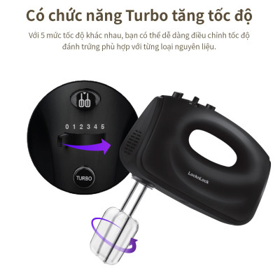 Máy đánh trứng Lock&Lock Hand Mixer EJM501DGRY 250-300W - Hàng chính hãng