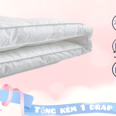 Topper khách sạn 5 sao – Nệm Topper bông Microfiber cao cấp – Tấm làm mềm nệm  - Topper lông vũ nhân tạo