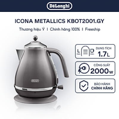 [Hàng chính hãng] Ấm đun nước siêu tốc DeLonghi Icona Metallics KBOT2001 (BG/ GY)