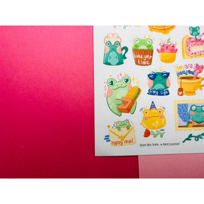 Sticker sheet cute frog - chuyên dán, trang trí sổ nhật kí, sổ tay | Bullet journal sticker - unim006