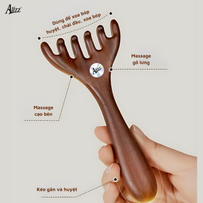 Lược Gỗ Đàn Hương 1 Đầu Chải Massage Da Đầu Al14397