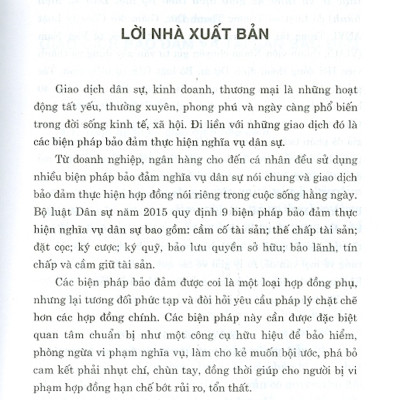 9 Biện Pháp Bảo Đảm Nghĩa Vụ Hợp Đồng (Quy Định, Thực Tế Và Thiết Kế Giao Dịch Theo Bộ Luật Dân Sự Hiện Hành) - (Tái bản lần thứ 3, có sửa chữa, bổ sung)
