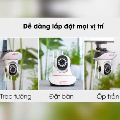Camera 3 dâu ghi hình sắc nét xoay 360 độ 