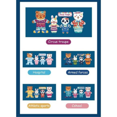 BỘ XẾP HÌNH THAY QUẦN ÁO GIA ĐÌNH NHÀ THỎ - GẤU - ĐỘNG VẬT