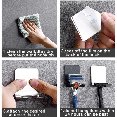 Móc Inox Gán Tường, Móc Dán Tường Treo Dao Cạo Râu Cho Phòng Tắm, Miếng Dán 3M Siêu Dính, Tiện Dụng. TakyHome 2011