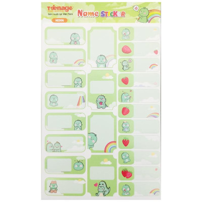 Bộ 5 Tờ Sticker Name - Teenage SN-04 - Khủng Long