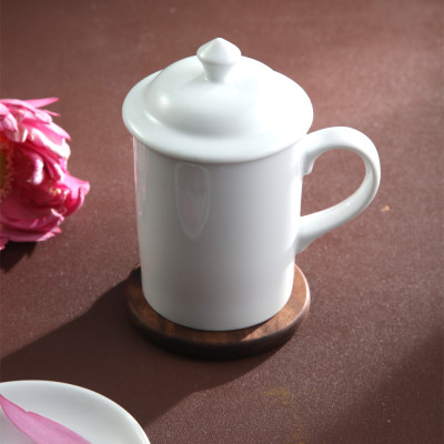 Ca có nắp 3 trắng sứ Long Phương, cốc có nắp uống nước 280ml