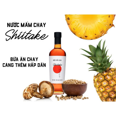 Nước mắm chay cao cấp Làng Chài Xưa nấm ngọt Shiitake Nhật Bản, đậu nành, thơm dứa chai thủy tinh 500ml/chai