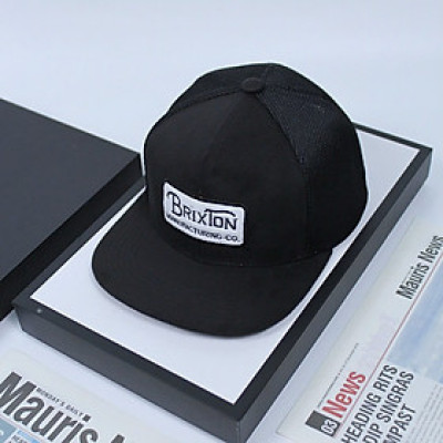 Nón kết lưỡi (hiphop) mỏ da lộn, mũ snapback kaki phối mỏ phong cách thể thao thêu chữ BRIXTON