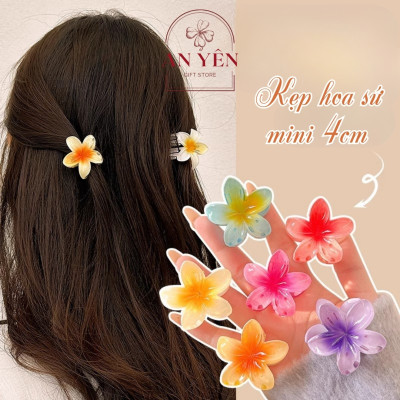 Kẹp Tóc Càng Cua Hoa Sứ Vân Đá Tráng Gương 8cm Tiệm Quà An Yên, Phụ Kiện Tóc Bền Đẹp Không Rối Tóc