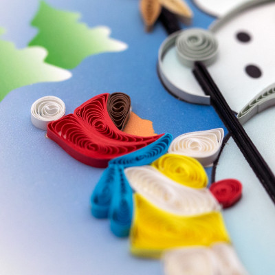 Thiệp giấy xoắn giáng sinh 15 x 15 cm - Người tuyết dễ thương