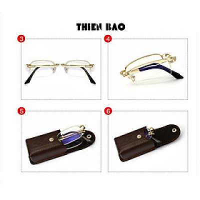 Kính lão thị, viễn thị đọc sách Nam nữ gấp gọn ( Tặng bao da đeo hông) KVT1510 tròng Nhật xẻ cước loại tốt mạ crom bền đẹp
