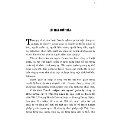 Trách nhiệm của người quản lý công ty (các nghĩa vụ và yêu pháp lý) bản in 2024)