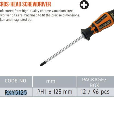 Tua vít 4 cạnh PH1 x 125mm Retta RXY5125 Thổ Nhĩ Kỳ