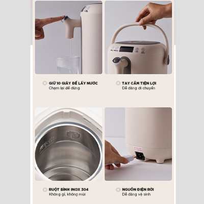 Bình Thủy Điện, Bình Giữ Nhiệt Thông Minh BEAR KE-B30V1 Khử Clo Dung Tích 3L Công Suất 1350 W - Hàng Chính Hãng