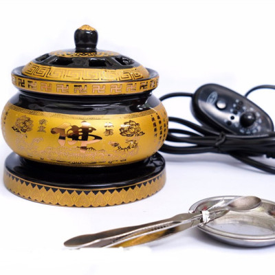 Lư xông trầm hương, tinh dầu bằng điện cao cấp sen vàng