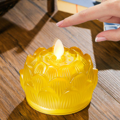 Đèn Nến Điện Tử Hoa Sen Thủy Tinh Nhiều Màu, Dùng Trang Trí Để Ban Thờ Cúng