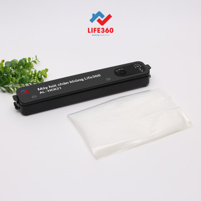 Máy Hút Chân Không Life360 AL-HCK21–Tặng 10 Túi (15x25cm)–Màu Đen (90W) ; Máy Hút Chân Không Thực Phẩm Đa Chức Năng, Với Thiết Kế Gọn Nhẹ, Thao Tác Đơn Giản, Hút Và Hàn Nhanh Chóng, Bảo Quản Thức Ăn Lâu Hơn, Phù Hợp Với Mọi Gia Đình – Hàng Chính Hãng