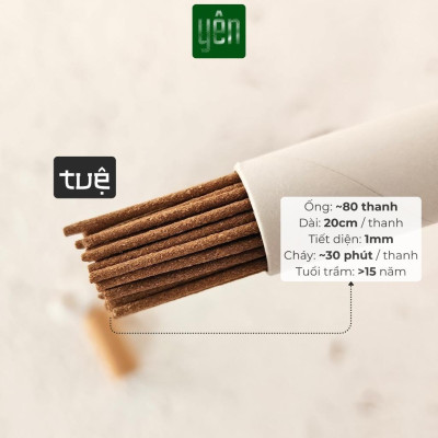 Nhang Trầm Hương Không Tăm Yên Thảo Mộc Loại Tuệ Sạch Tự Nhiên Ít Khói An Toàn Dùng Thiền Thư Giãn