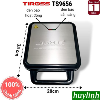 Máy làm - nướng bánh sandwich hotdog waffle Tiross TS9656 - 3 trong 1 - 1200W - Hàng chính hãng
