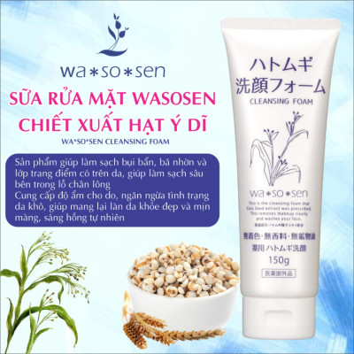 Sữa Rửa Mặt Tẩy Trang Chiết Xuất Ý Dĩ Wasosen Cleansing Foam 150 G