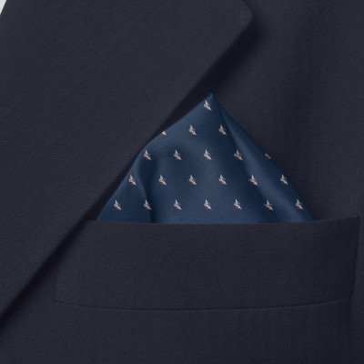 Khăn lụa tơ tằm cài túi áo Vest cho Nam 33x33cm - Hạc