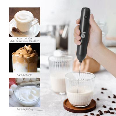 Máy đánh trứng đánh bọt cafe cầm tay mini Lebenlang LBL4588, 2 tốc độ, sạc pin usb tiện dụng - hàng chính hãng