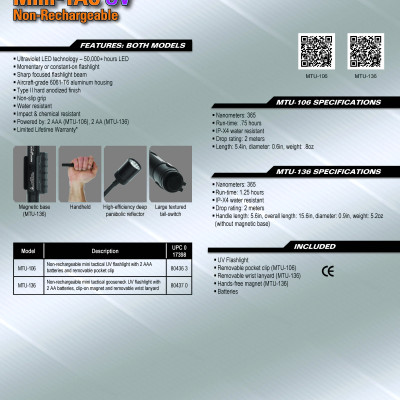 Đèn LED Mini TAC UV - Hãng Nighsick - Code MT106 - Bao Gồm Pin AAA