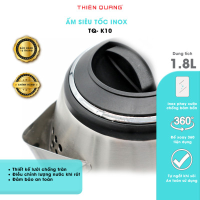 Bình Đun, Ấm đun siêu tốc cao cấp Thiên Quang 1.8L inox phay xước công suất cao 1500W - Hàng Chính Hãng