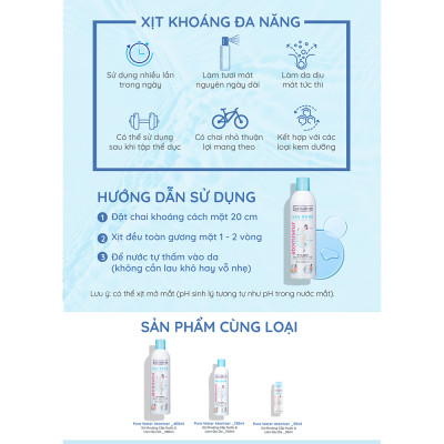 Xịt khoáng dưỡng ẩm, làm dịu và bảo vệ da Evoluderm Atomiseur Eau Pure