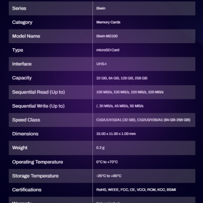 Thẻ nhớ BIWIN MS100 MicroSDXC V30 UHS-I 32GB | 64GB | 128GB tương thích mọi thiết bị Hàng chính hãng BH 3 năm
