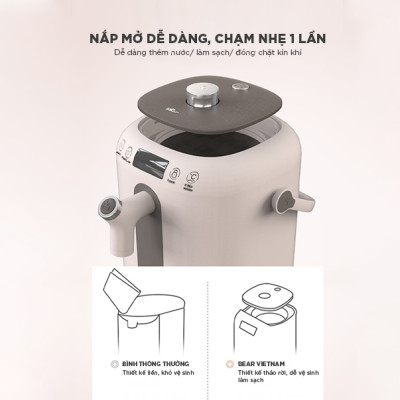 Bình Thủy Điện, Bình Giữ Nhiệt Thông Minh BEAR KE-B30V1 Khử Clo Dung Tích 3L Công Suất 1350 W - Hàng Chính Hãng
