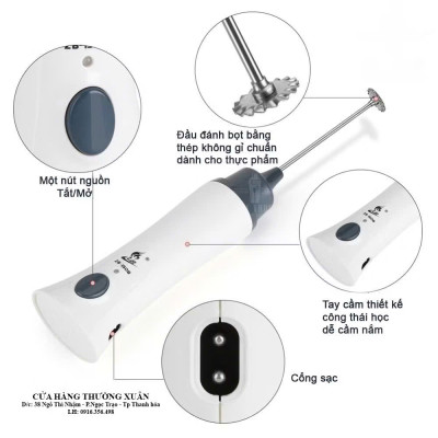 Máy Đánh Sữa, Cà Phê, Trứng, Socola, Matcha Tạo Bọt Sử Dụng Dây Sạc Điện - HÀNG CHÍNH HÃNG MINIIN