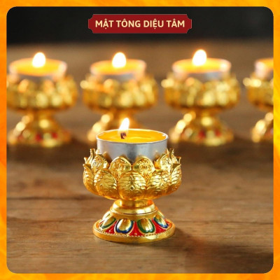 Chân nến thờ hoa sen, chân nến trang trí bàn thờ hợp kim, đồ thờ cúng cúng dường tam bảo Diệu Tâm