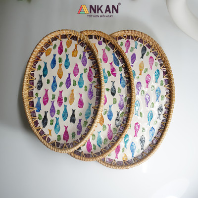 Khay Mây Ovan Khảm Trai Cá Cầu Vồng – Hàng Thủ Công Mỹ Nghệ Việt Nam