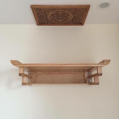 Mẫu bàn thờ chung cư bằng gỗ sồi kt 107cm +ám khói 
