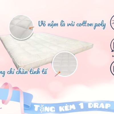Nệm Topper, Tấm Topper Làm Mềm Nệm Tiêu Chuẩn Khách Sạn Cao Cấp 5 Sao Dày 10cm Tặng Kèm Drap Nệm