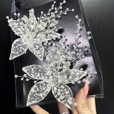 Cài tóc cô dâu kim sa trắng đính đá mẫu mới