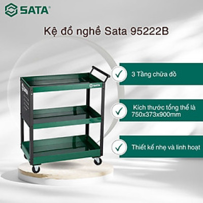 Kệ đồ nghề Sata 95222B Xe Đẩy Dụng Cụ Linh Kiện 3 Tầng