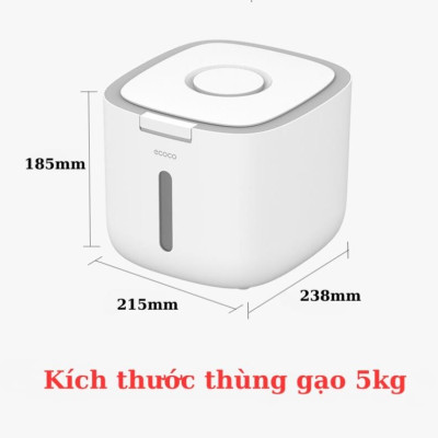 Thùng Đựng Gạo Cao Cấp 5kg & 10kg - Thùng Đựng Gạo Nắp Đậy Thông Minh, Thiết Kế Hiện Đại & Đẹp Mắt, Chất Liệu ABS &PP An Toàn Chống Nước, Chống Ẩm Mốc, Mối Mọt - Hàng Nhập Khẩu