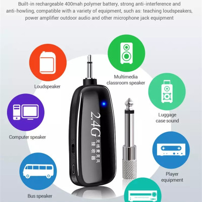 Micro Không Dây 2.4G G18 Đeo Tai, Tích Hợp Nút Điều Chỉnh Âm Lượng, Kết Nối Dài 50m, Pin Lithium 400mAh, Jack 3.5mm và 6.5mm, Hỗ Trợ Giảng Dạy, Thuyết Trình, Livestream, Chất Âm To Rõ, Dễ Dàng Sạc USB Qua Laptop, PC, Pin Dự Phòng | Hàng Nhập Khẩu