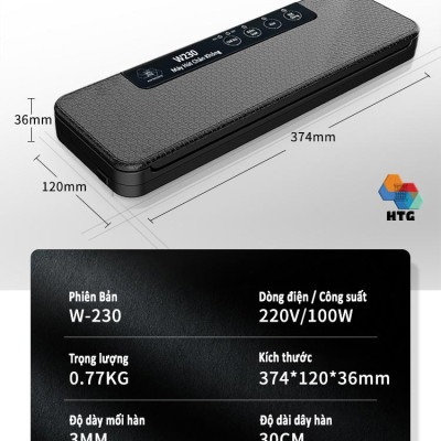 Máy hút chân không thực phẩm Shineye W230 tự động, hút khô và hút ướt với 2 chế độ hàn, tích hợp hàn độc lập, kiểm soát lực hút, hàng chính hãng