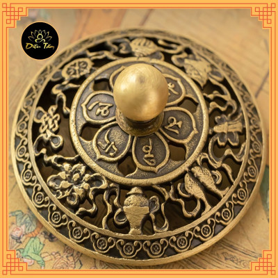 Lư xông trầm hương Lư đồng hình ngũ long chầu nguyệt lư đốt trầm tặng trụ, lót chống cháy thờ cúng phong thủy - lư xoay