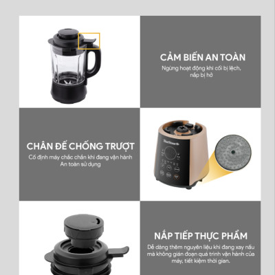 Máy Xay Nấu Sữa Hạt Đa Năng BlueStone BLB-6033 - Công suất 800W - 9 chương trình nấu - Bảo hành 24 tháng - Hàng chính hãng