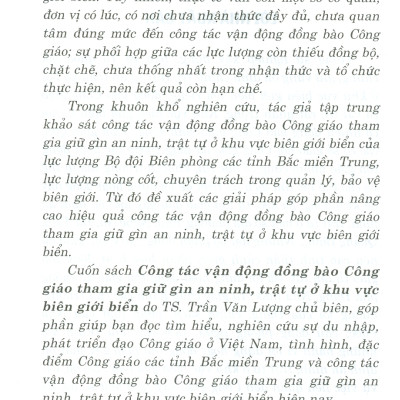 Công Tác Vận Động Đồng Bào Công Giáo Tham Gia Giữ Gìn An Ninh, Trật Tự Ở Khu Vực Biên Giới Biển