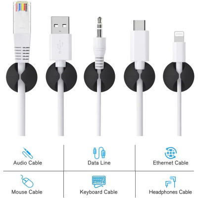 SET 5 Nút Silicon Giữ Dây, Dán Cố Định Dây Cáp Sạc, Dây Điện, Tai Nghe Sắp Xếp Gọn Gàng Cho Bàn Làm Việc. Takyhome 5680