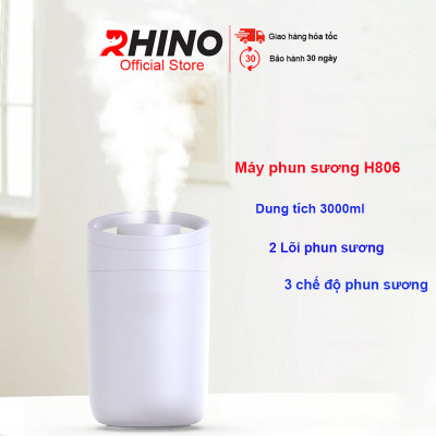 Máy phun sương tạo ẩm tinh dầu cỡ lớn Rhino H806 3000ml, 2 lõi phun, dung tích lớn cho không gian rộng - Hàng chính hãng