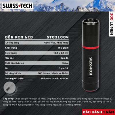 Đèn Pin LED Cao Cấp Nhỏ Gọn SWISS+TECH ST031004 - Hàng chính hãng